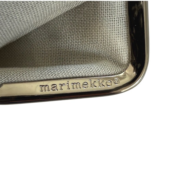 Marimekko Unikko Kiss Lock Coin Purse Black White Floral Finland Makeup Pouch - Picture 2 of 7